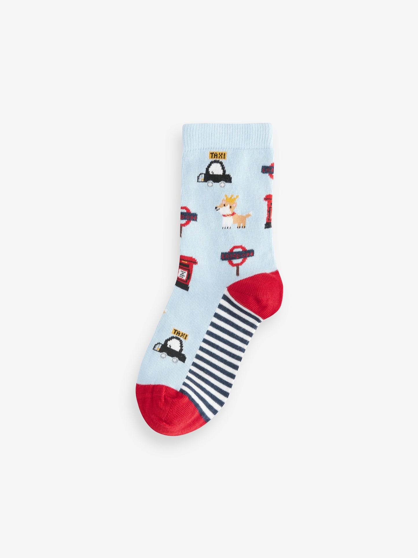 Blue/Red London Bus Character Cotton Rich Socks 5 Pack image 3