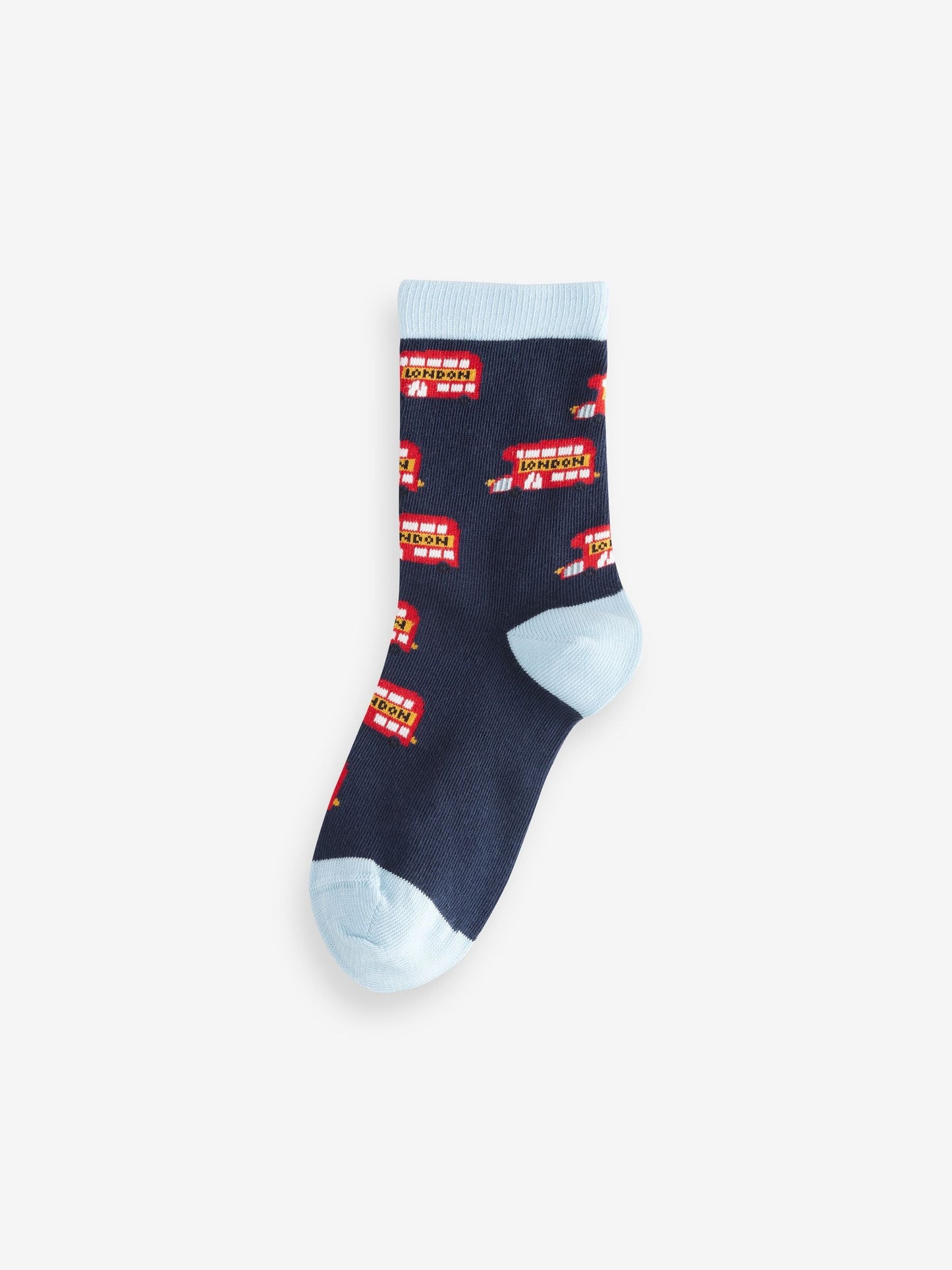 Blue/Red London Bus Character Cotton Rich Socks 5 Pack image 4