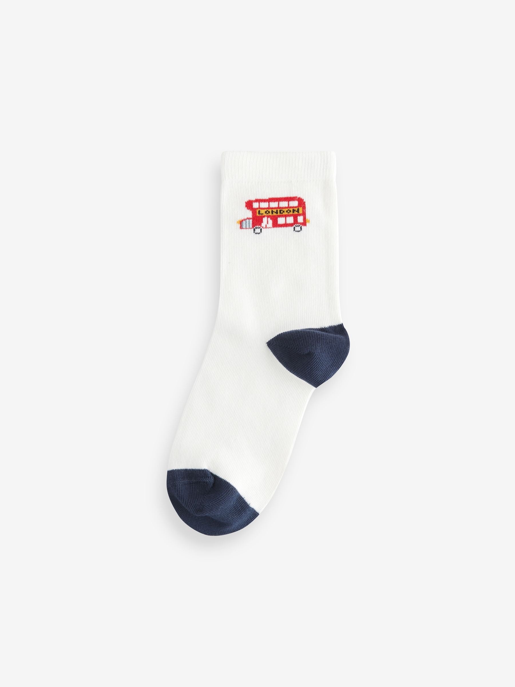 Blue/Red London Bus Character Cotton Rich Socks 5 Pack image 5