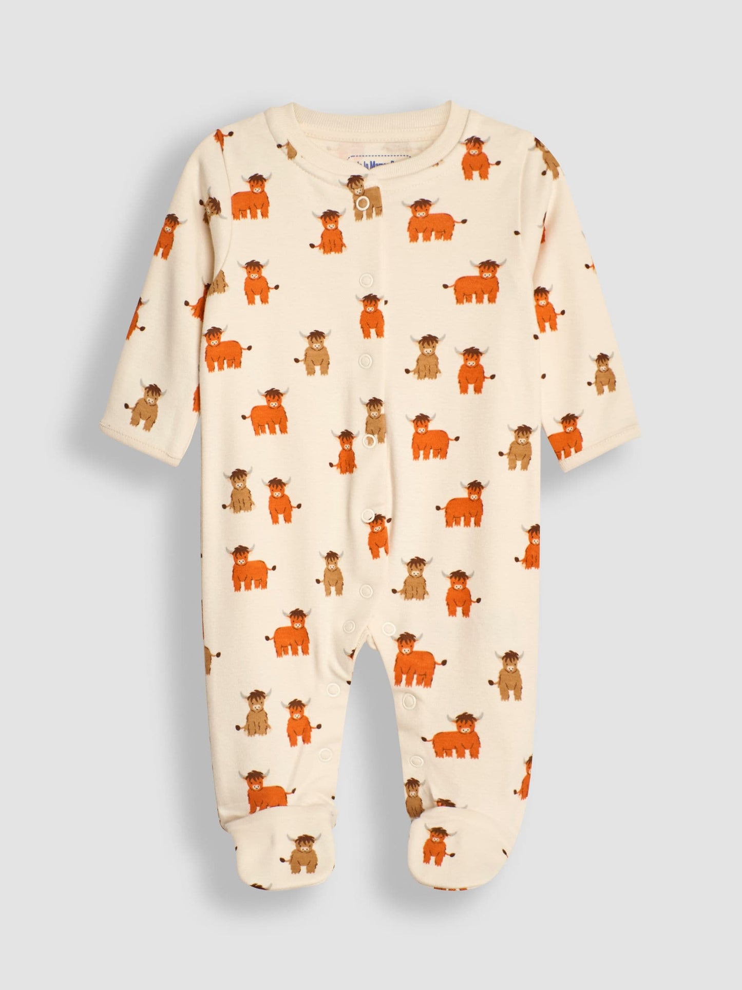 JoJo Maman Bébé Rust Cow Cotton Footed Animal Print Sleepsuits 3-Pack image 2