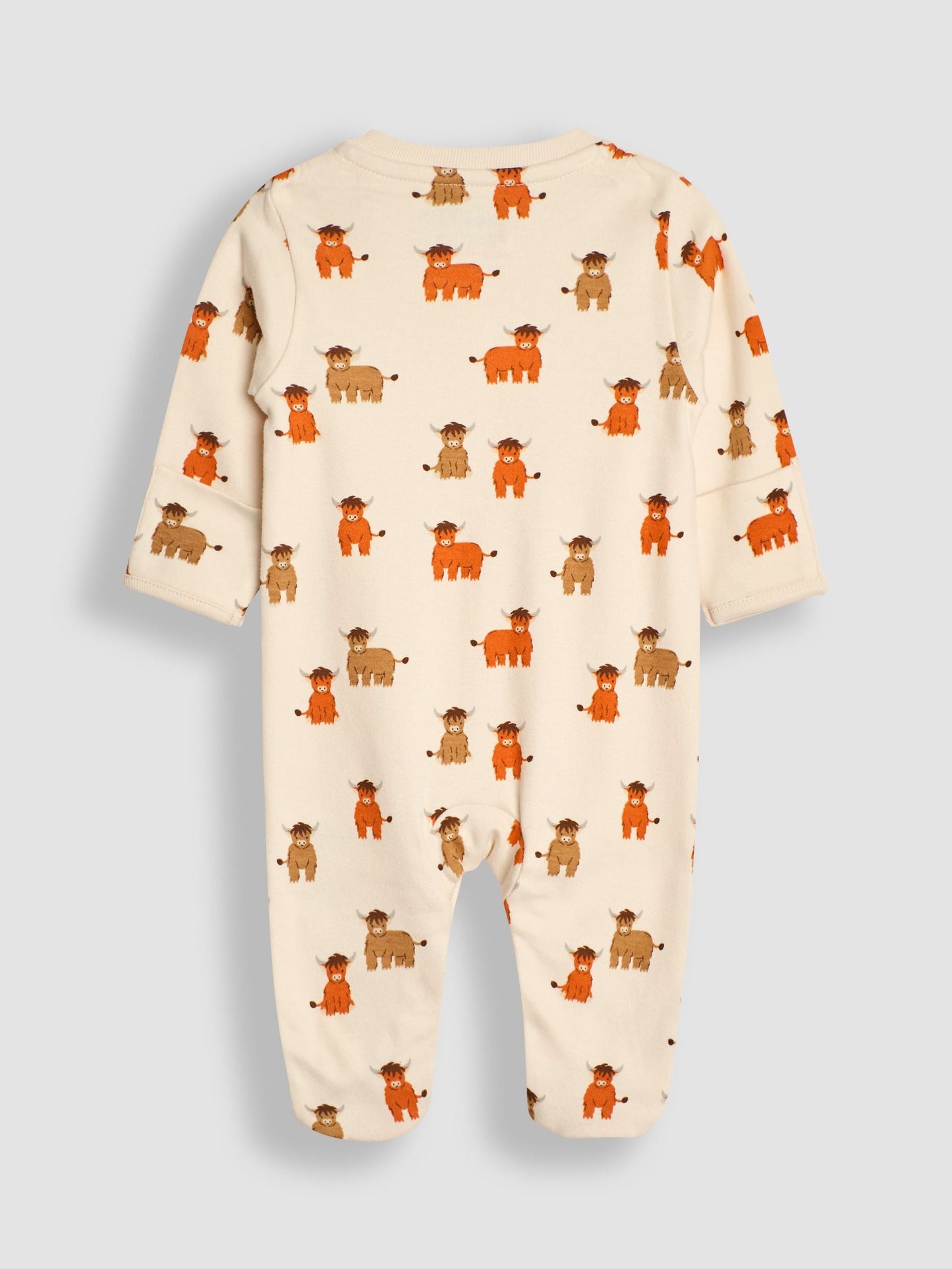 JoJo Maman Bébé Rust Cow Cotton Footed Animal Print Sleepsuits 3-Pack image 5