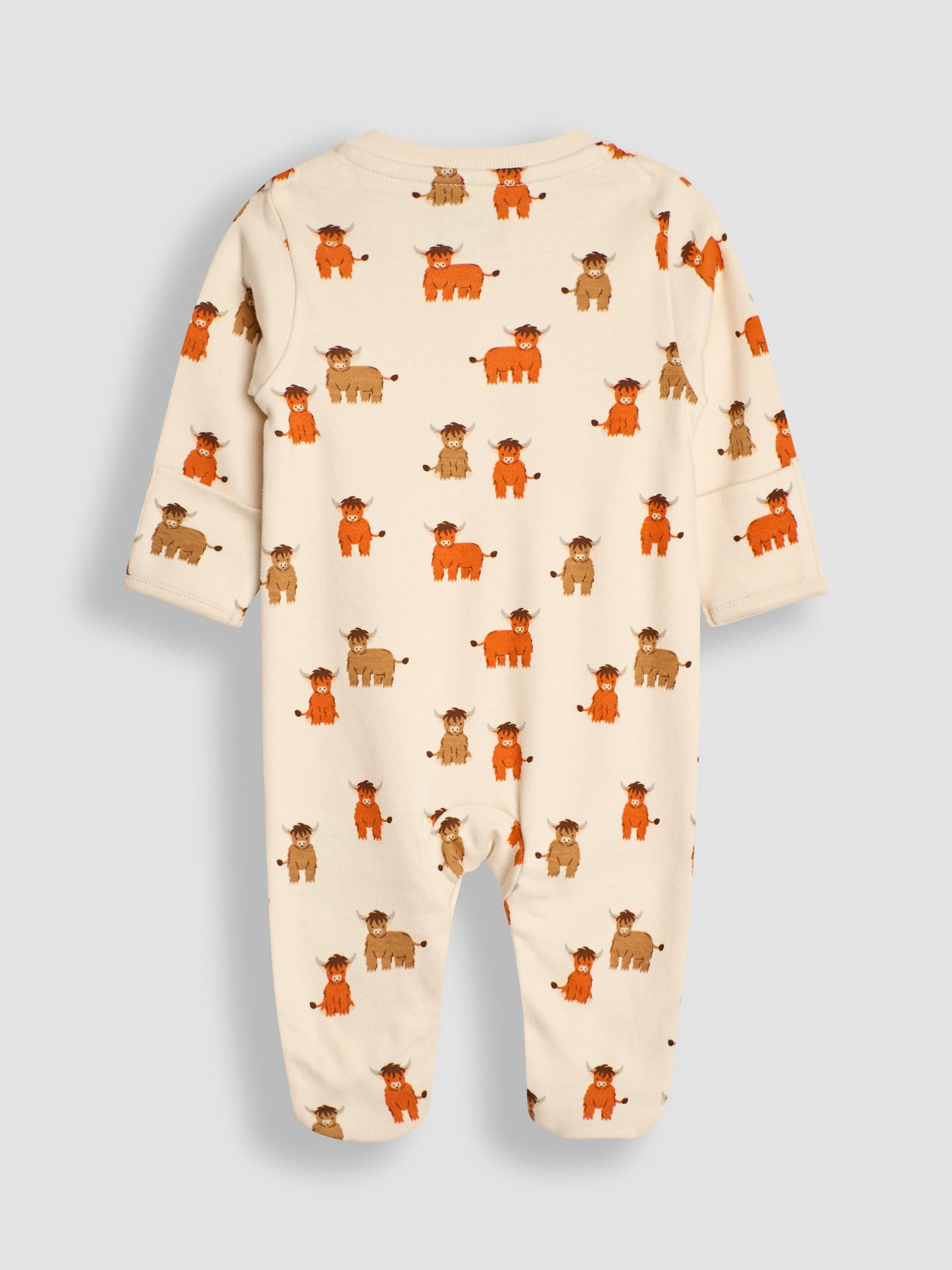 JoJo Maman Bébé Rust Cow Cotton Footed Animal Print Sleepsuits 3-Pack image 5