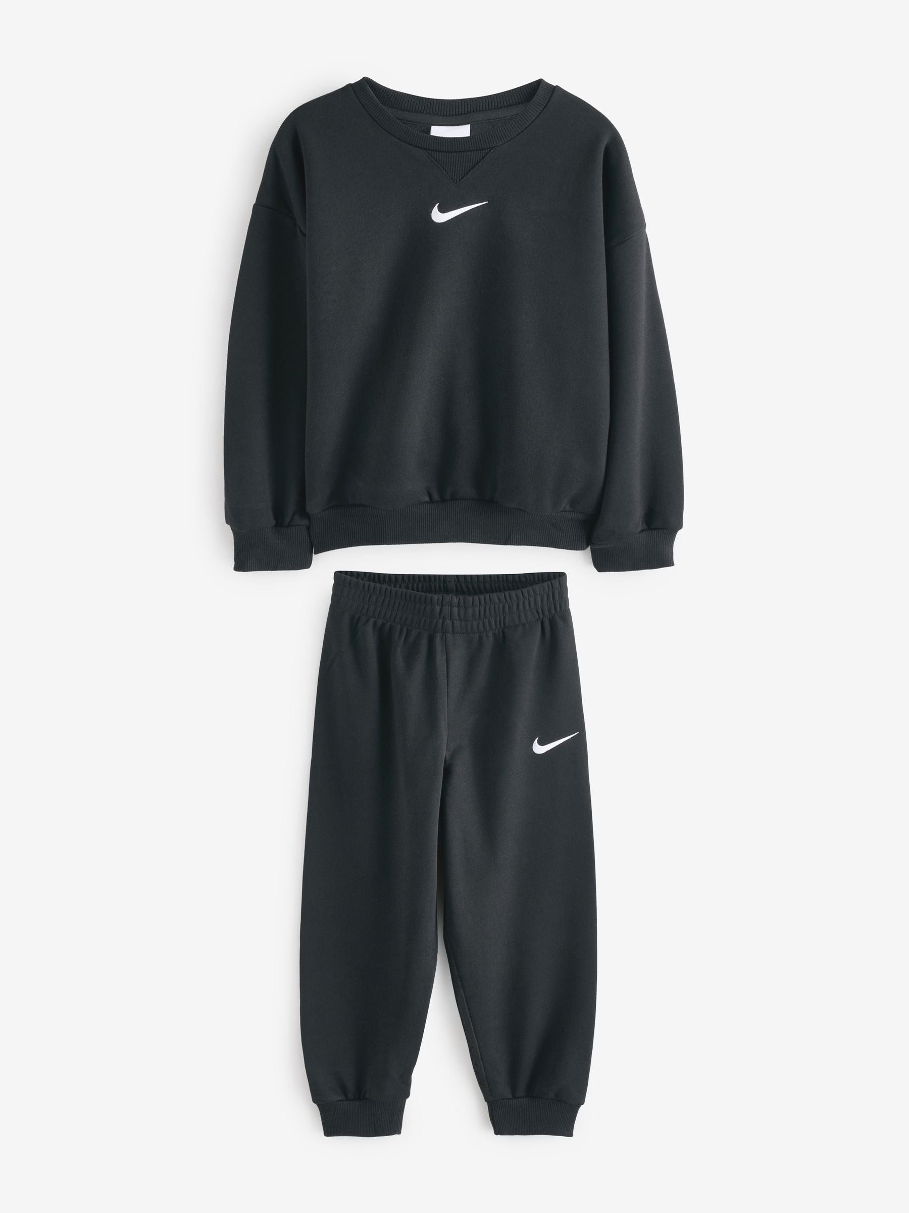 Nike Black Little Kids Essential Marl Crew Tracksuit Set image 2