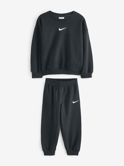 Nike Black Little Kids Essential Marl Crew Tracksuit Set image 2