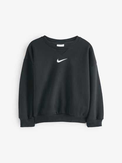 Nike Black Little Kids Essential Marl Crew Tracksuit Set image 3