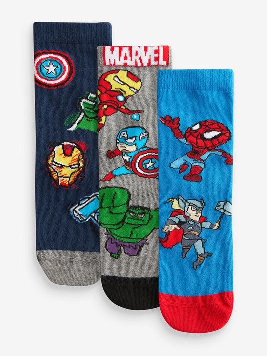 Marvel Avengers Superhero Cotton Rich Socks 3 Pack image 1
