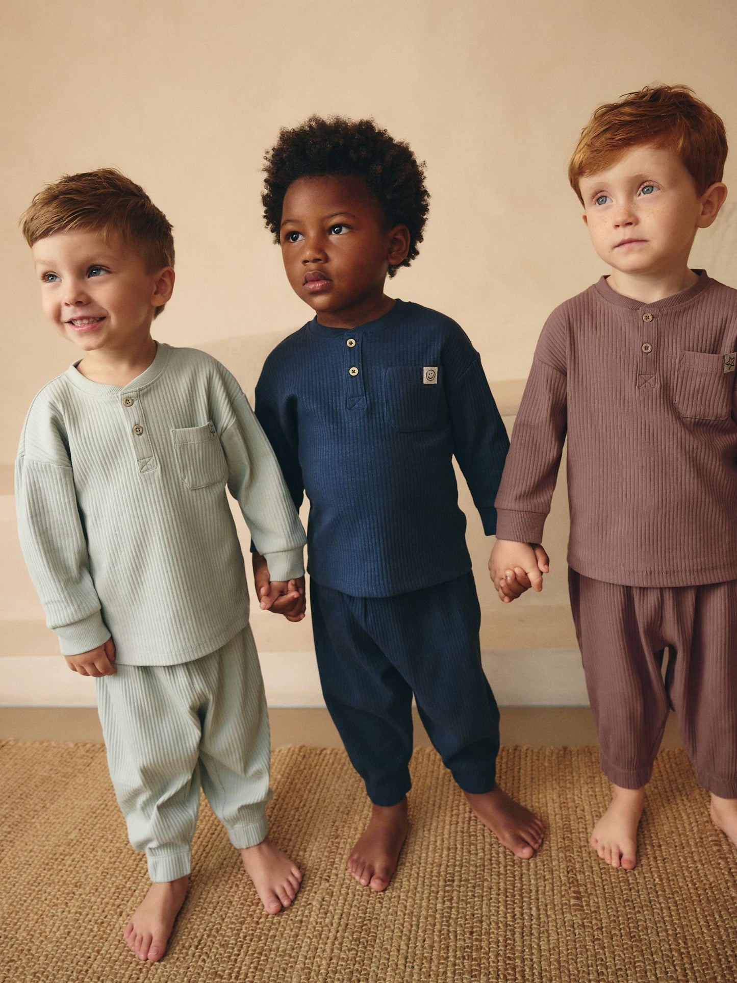 Navy/Camel Plain Relaxed Fit Pyjamas 3 Pack (9mths-12yrs)