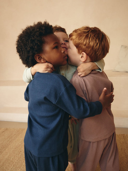 Navy/Camel Plain Relaxed Fit Pyjamas 3 Pack (9mths-12yrs)