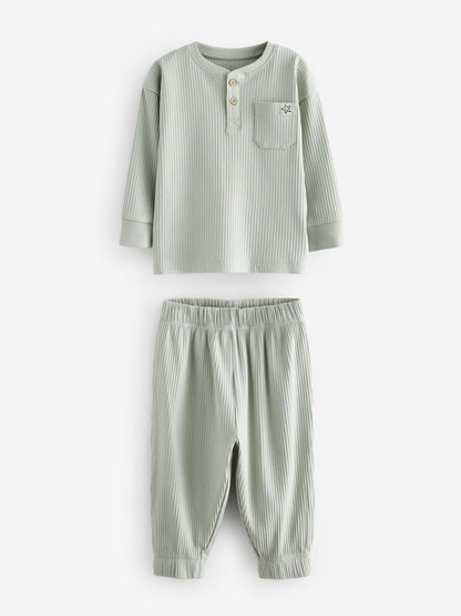 Navy/Camel Plain Relaxed Fit Pyjamas 3 Pack (9mths-12yrs)