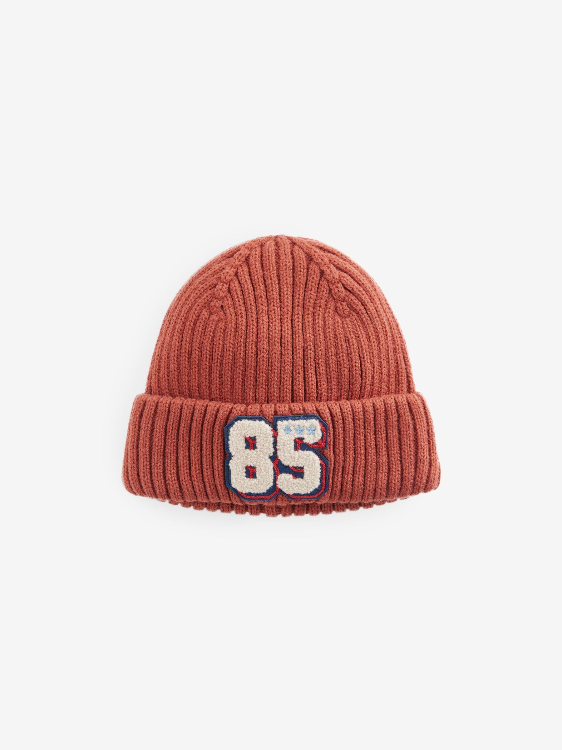 Rust Brown Varsity Beanie Hat (1-16yrs) image 1