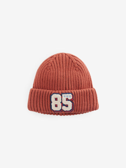 Rust Brown Varsity Beanie Hat (1-16yrs) image 1