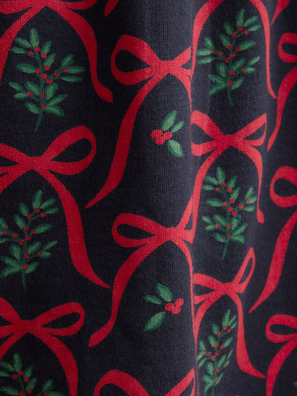 JoJo Maman Bébé Navy Blue Bow & Mistletoe Bow Printed Jersey Dress - image 3