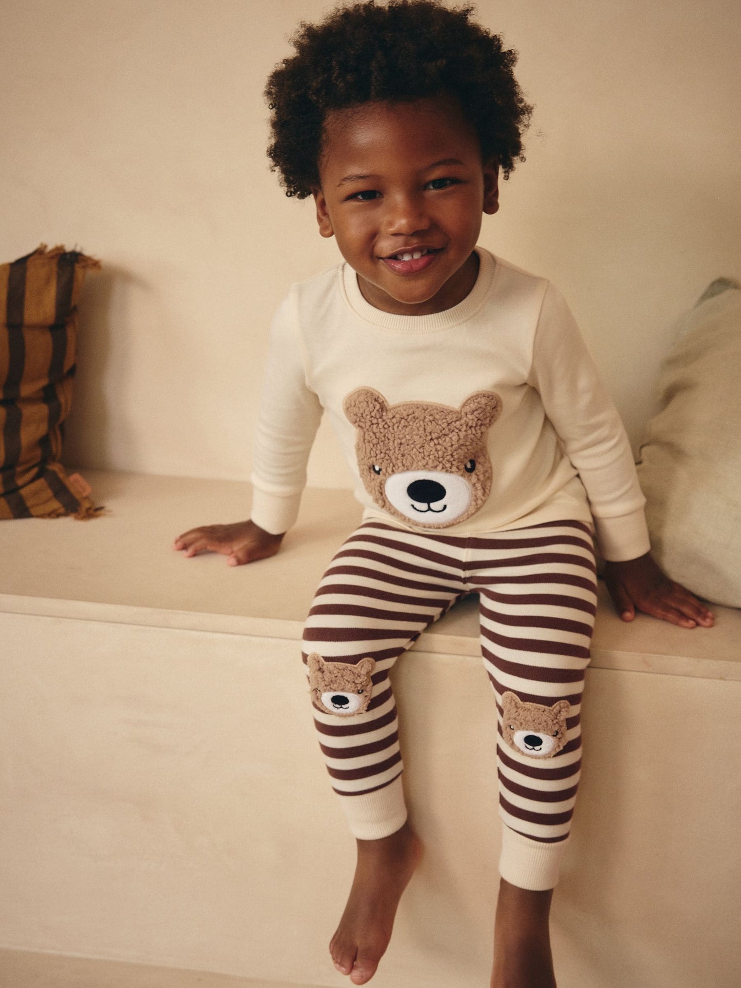 Brown/Cream Snuggle Pyjamas 3 Pack (9mths-6yrs) image 4