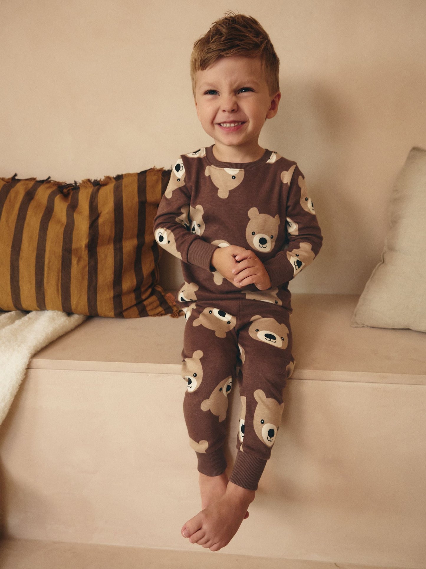 Brown/Cream 3 Pack Snuggle Pyjamas (9mths-6yrs)