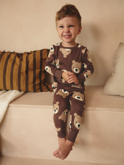 Brown/Cream 3 Pack Snuggle Pyjamas (9mths-6yrs)