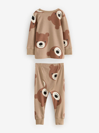 Brown/Cream Snuggle Pyjamas 3 Pack (9mths-6yrs) - image 8