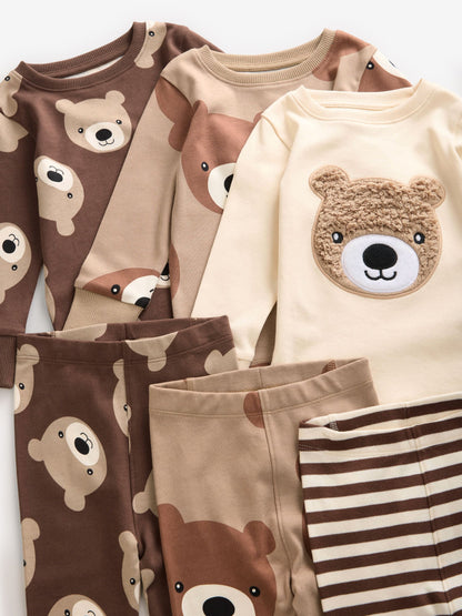Brown/Cream Snuggle Pyjamas 3 Pack (9mths-6yrs) - image 9
