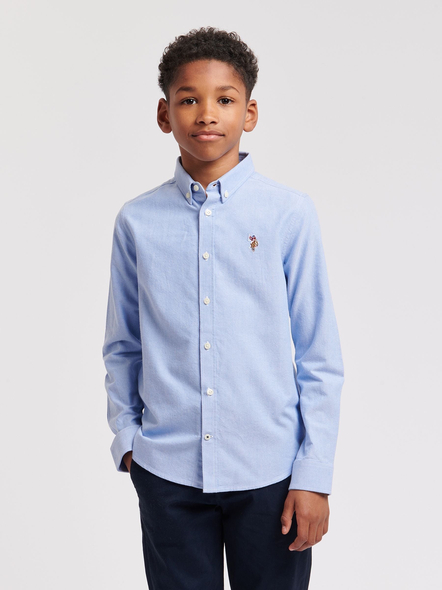 Dsiney Kidz - U.S. Polo Assn. Blue Boys Peached 100% Cotton Oxford Shirt image 1