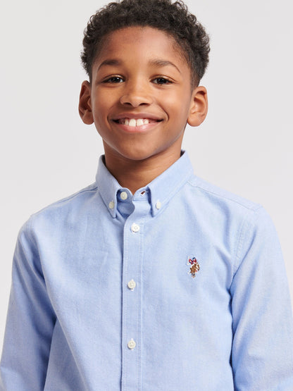 Dsiney Kidz - U.S. Polo Assn. Blue Boys Peached 100% Cotton Oxford Shirt image 3