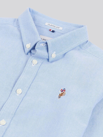 Dsiney Kidz - U.S. Polo Assn. Blue Boys Peached 100% Cotton Oxford Shirt image 7