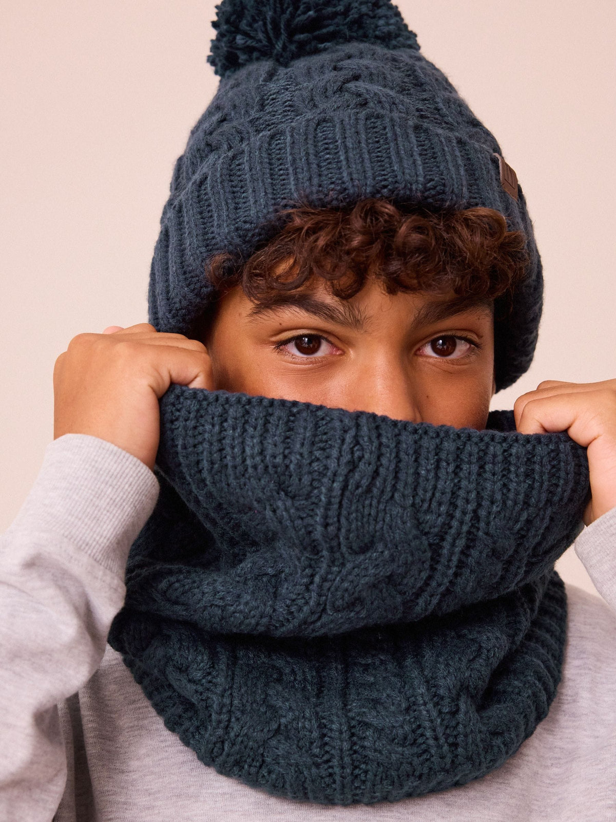 Dsiney Kidz - Navy Blue Cable Knit Pom Hat (1-16yrs) image 4