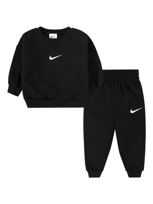 Nike Black Infant Essential Fleece Crew Neck and Joggers Tracksuit Set image 1