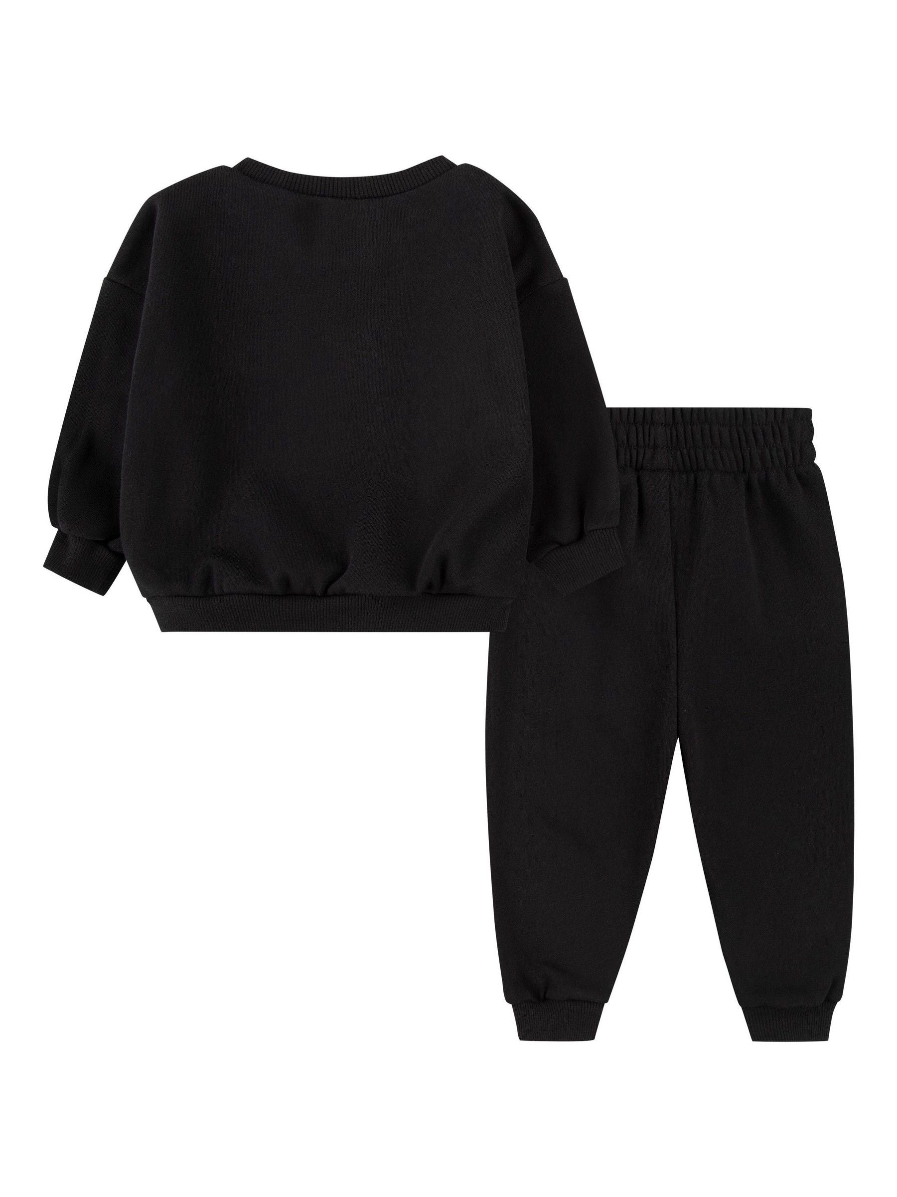 Nike Black Infant Essential Fleece Crew Neck and Joggers Tracksuit Set image 2