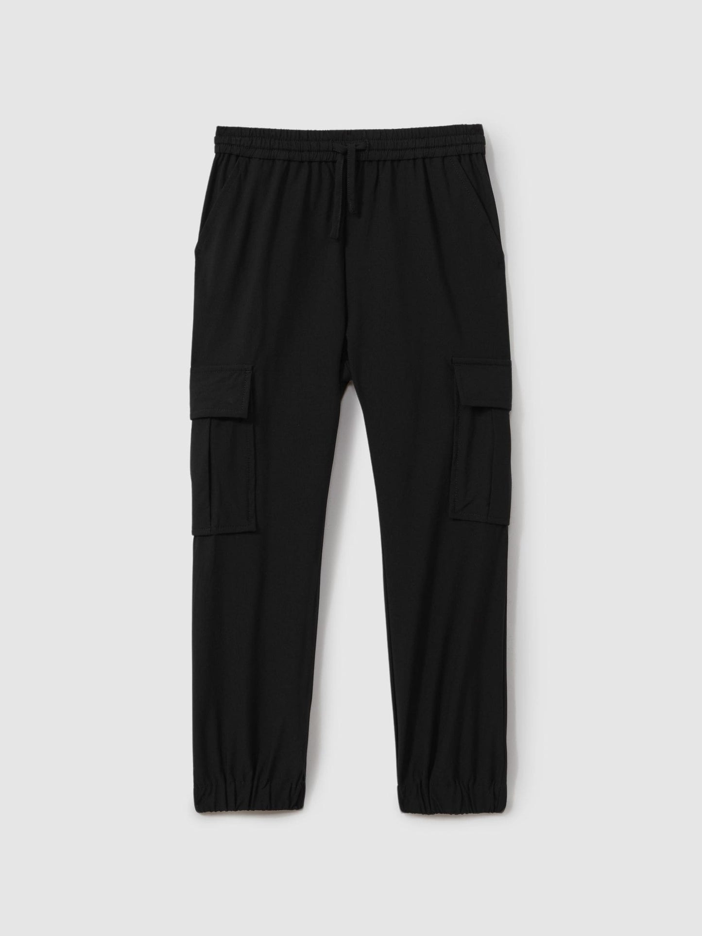 Reiss Black Lucian 9-14 yrs Technical Drawstring Cuffed Cargo Trousers image 2