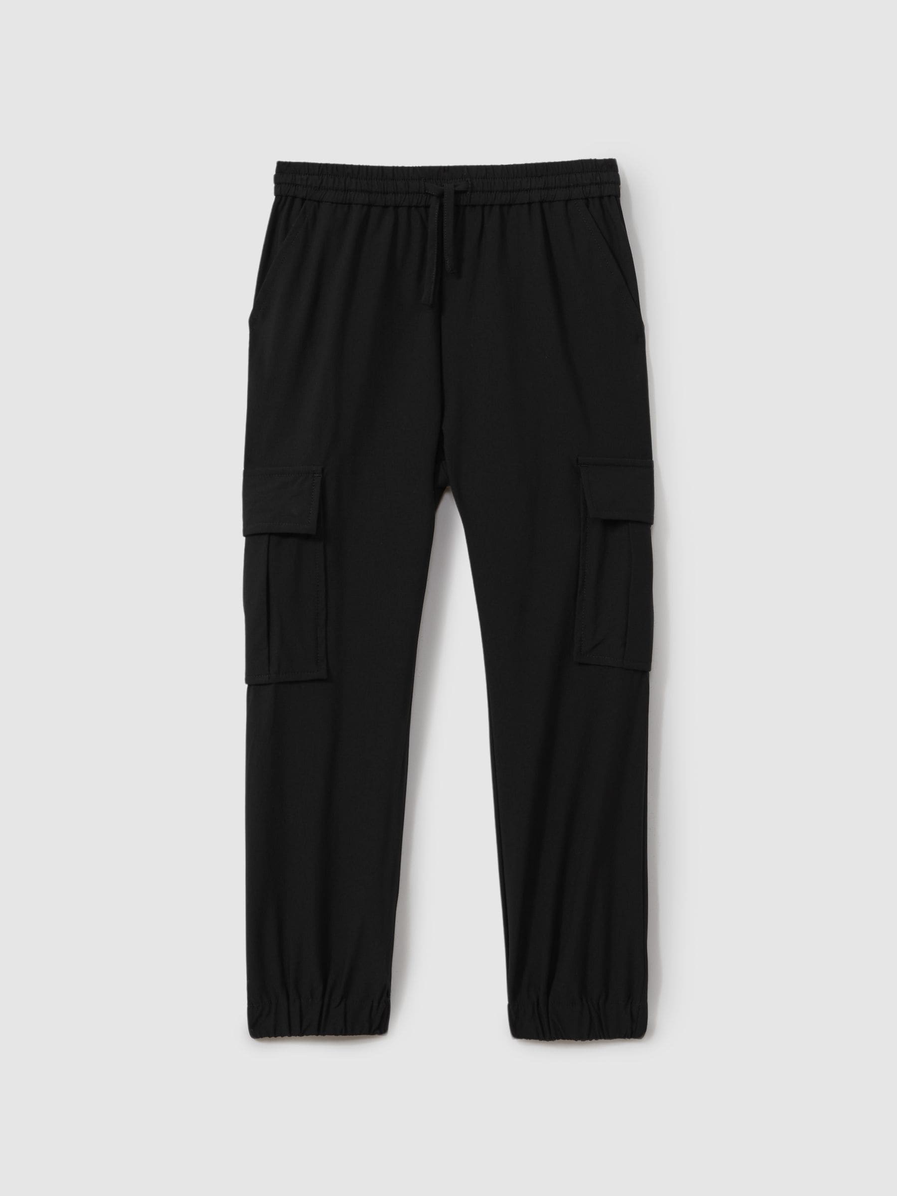 Reiss Black Lucian 9-14 yrs Technical Drawstring Cuffed Cargo Trousers image 2