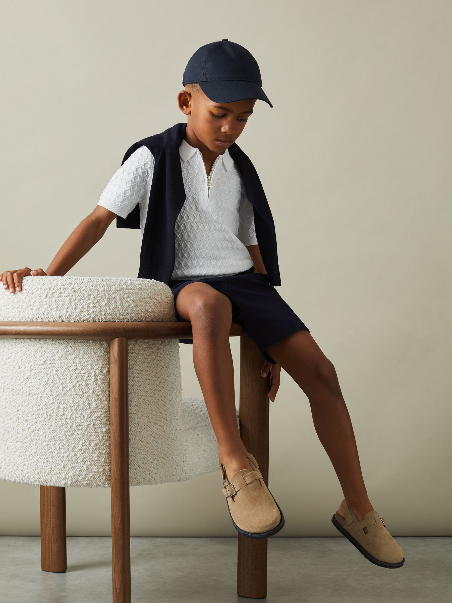 Dsiney Kidz - Reiss White Rizzo 3-9 yrs Half-Zip Knitted Polo Shirt image 1