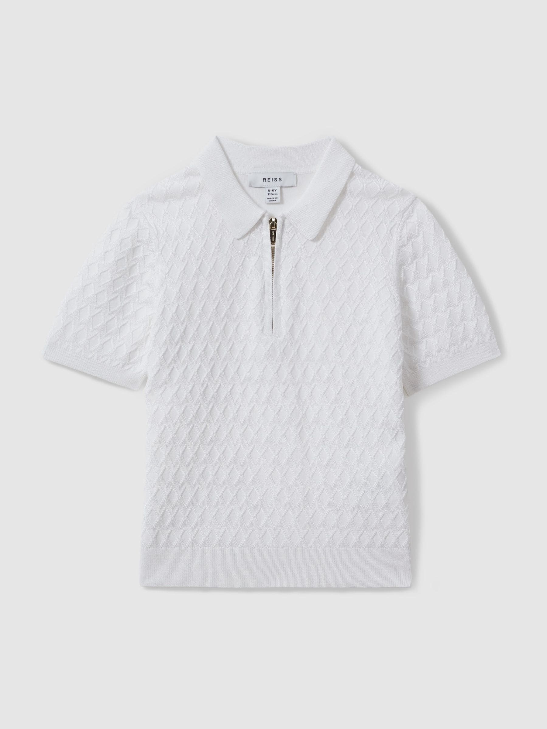 Dsiney Kidz - Reiss White Rizzo 3-9 yrs Half-Zip Knitted Polo Shirt image 2