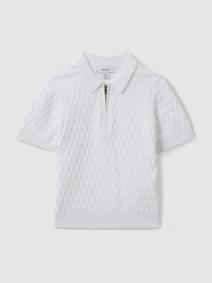 Dsiney Kidz - Reiss White Rizzo 3-9 yrs Half-Zip Knitted Polo Shirt image 2