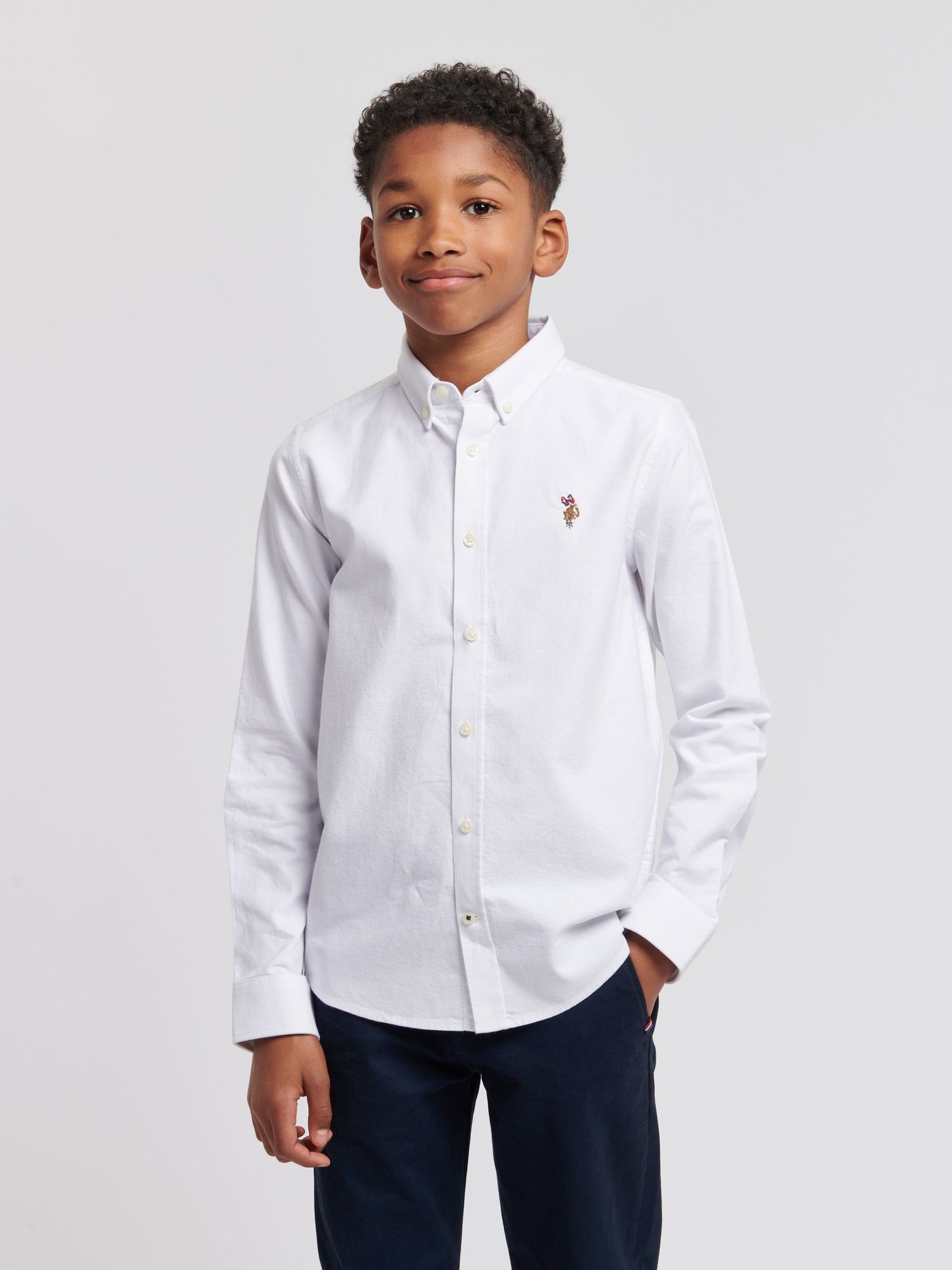 Dsiney Kidz - U.S. Polo Assn. White Peached Boys Oxford 100% Cotton Shirt image 1
