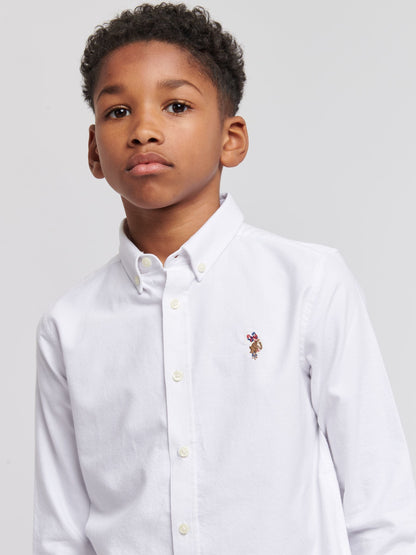 Dsiney Kidz - U.S. Polo Assn. White Peached Boys Oxford 100% Cotton Shirt image 2