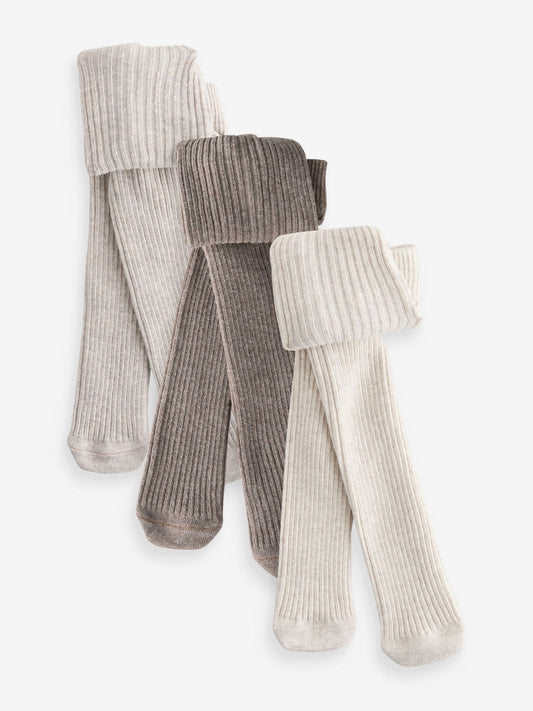 Chocolate Brown Rib Baby Tights 3 Pack (0mths-2yrs) image 1