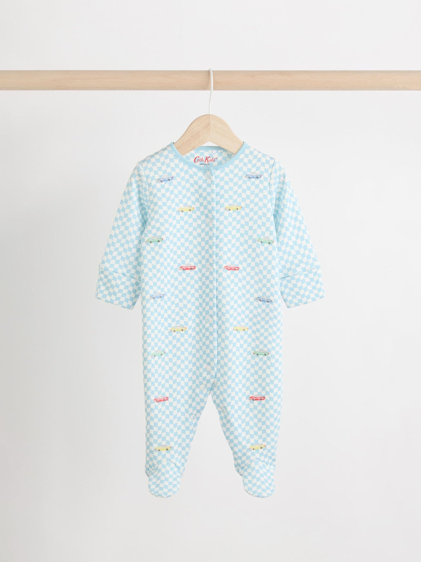 Blue/Green Cath Kidston Cars Baby 100% Cotton Sleepsuits 3 Pack image 4