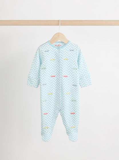 Blue/Green Cath Kidston Cars Baby 100% Cotton Sleepsuits 3 Pack image 4