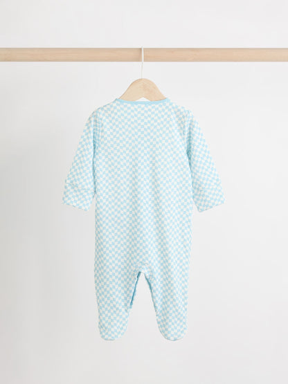 Blue/Green Cath Kidston Cars Baby 100% Cotton Sleepsuits 3 Pack image 5