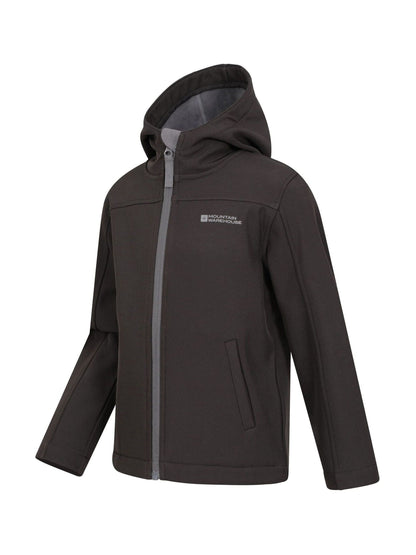 Dsiney Kidz - Mountain Warehouse Black Exodus Kids Water Resistant Softshell Jacket image 1