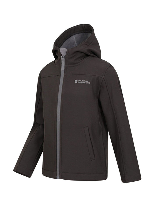 Dsiney Kidz - Mountain Warehouse Black Exodus Kids Water Resistant Softshell Jacket image 1