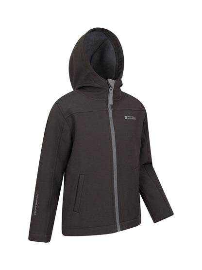 Dsiney Kidz - Mountain Warehouse Black Exodus Kids Water Resistant Softshell Jacket image 2