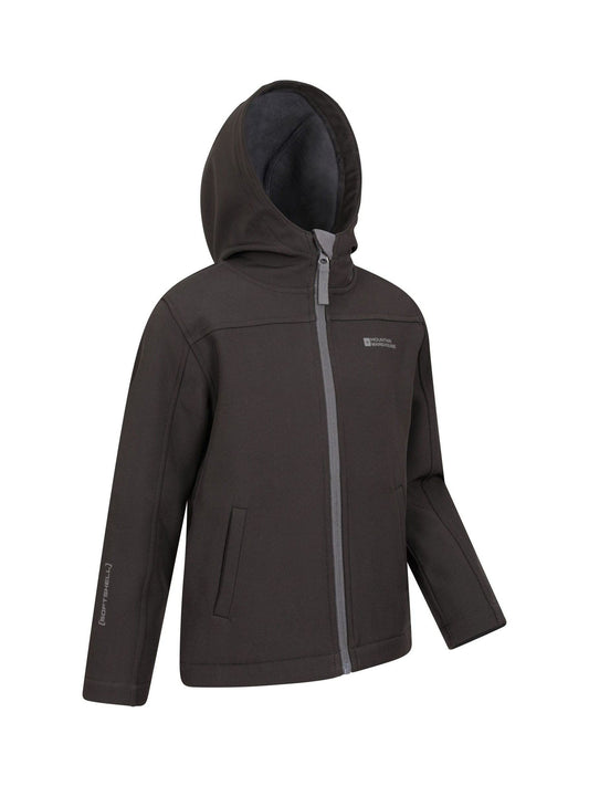 Dsiney Kidz - Mountain Warehouse Black Exodus Kids Water Resistant Softshell Jacket image 2