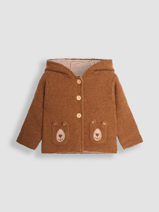 JoJo Maman Bébé Brown Bear Hooded Baby Cardigan - image 1