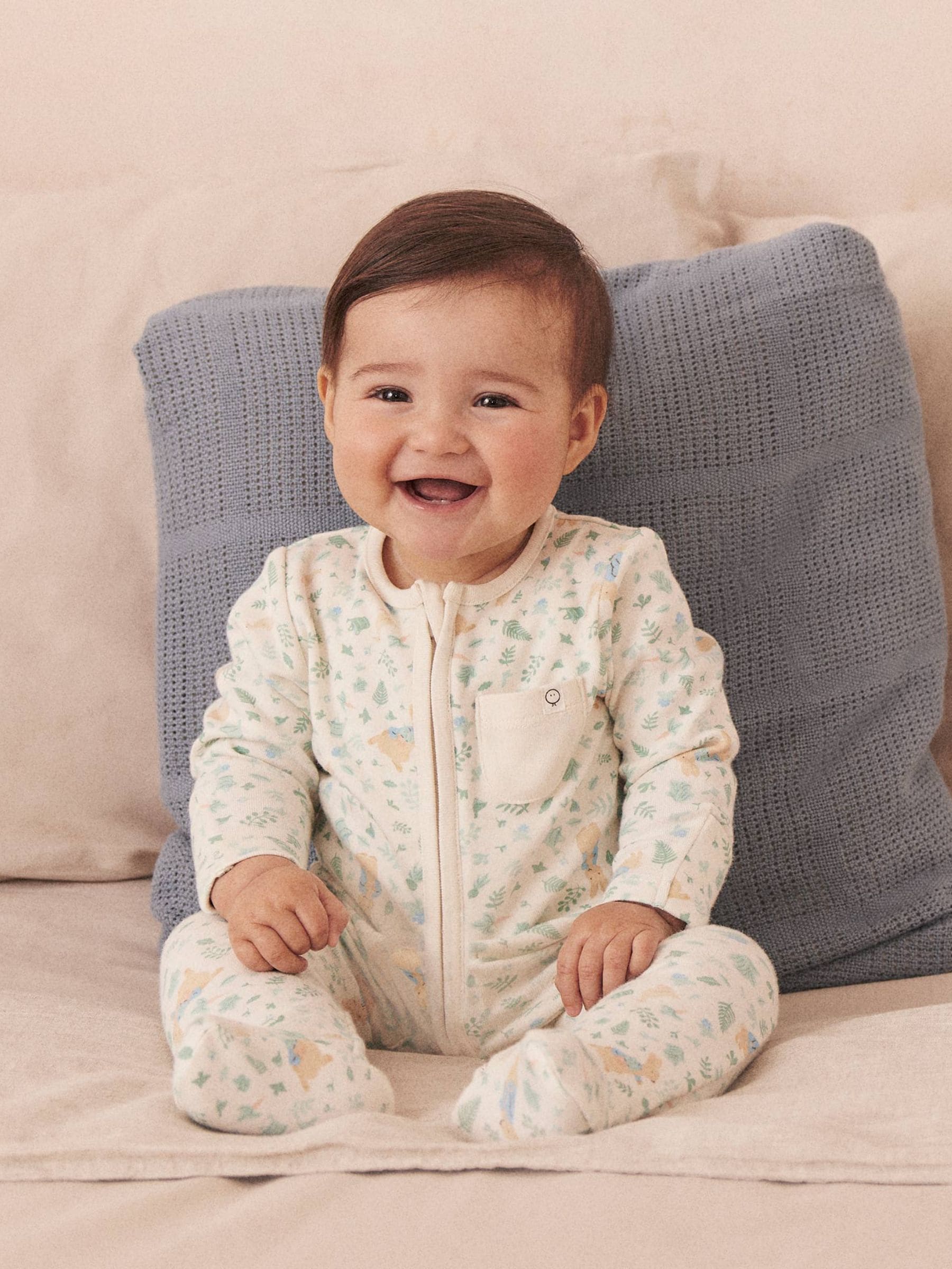 MORI Cream Peter Rabbit Supersoft 2 Way Zip-Up Clever Sleepsuit image 1