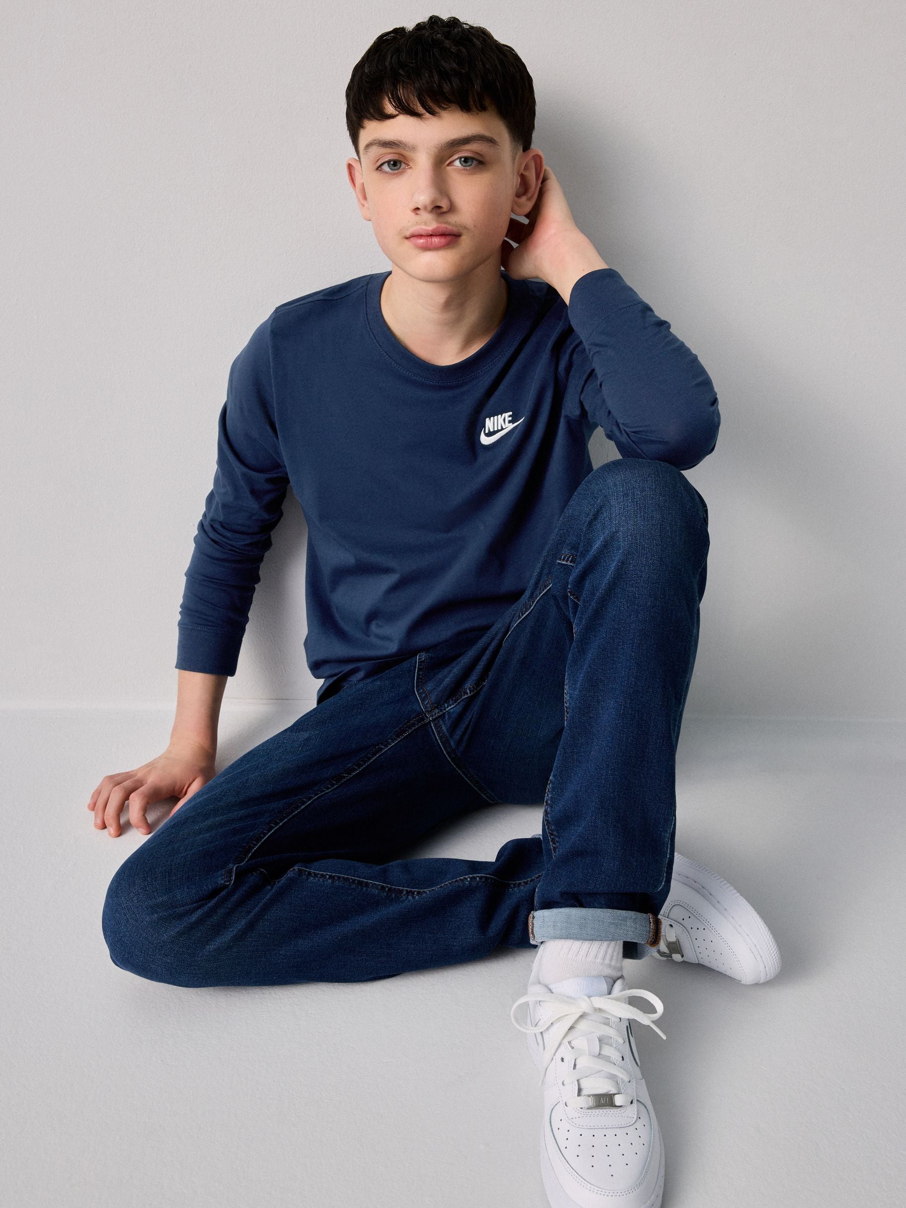 Dsiney Kidz - Nike Navy Sportswear Long Sleeve T-Shirt image 5