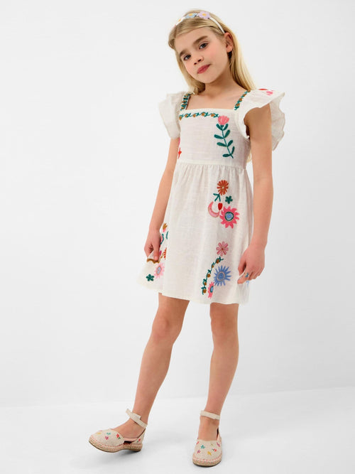 Dsiney Kidz - Angels By Accessorize White Girls Embroidered Cotton Dress image 1