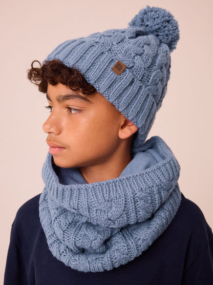 Mineral Blue Cable Knit Pom Hat (1-16yrs) image 1