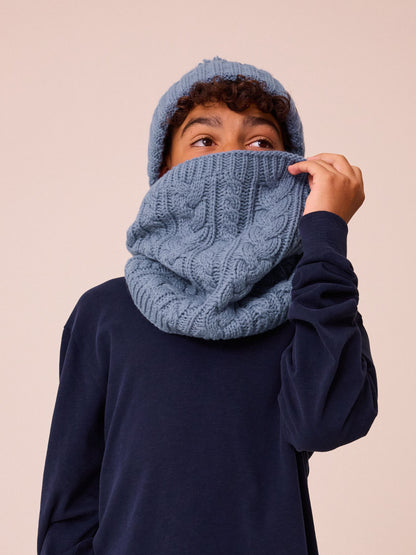Mineral Blue Cable Knit Pom Hat (1-16yrs) image 5