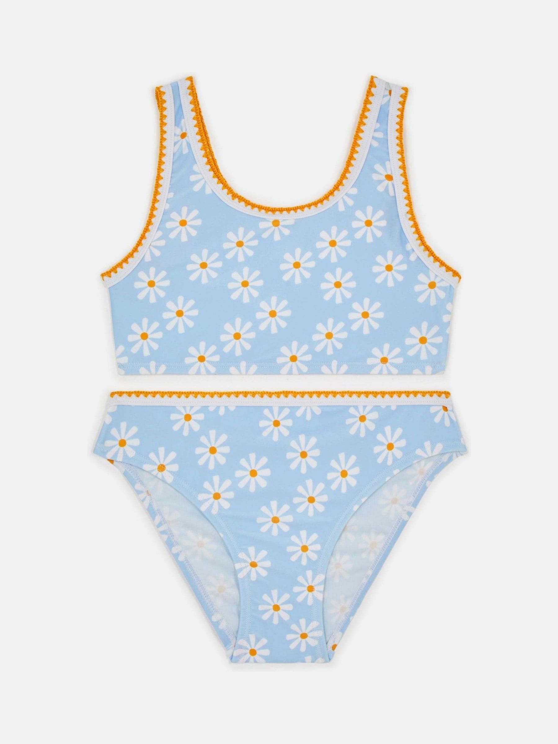 Angels By Accessorize Blue Girls Daisy Print Bralette Bikini Set image 1