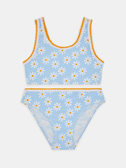 Angels By Accessorize Blue Girls Daisy Print Bralette Bikini Set image 1